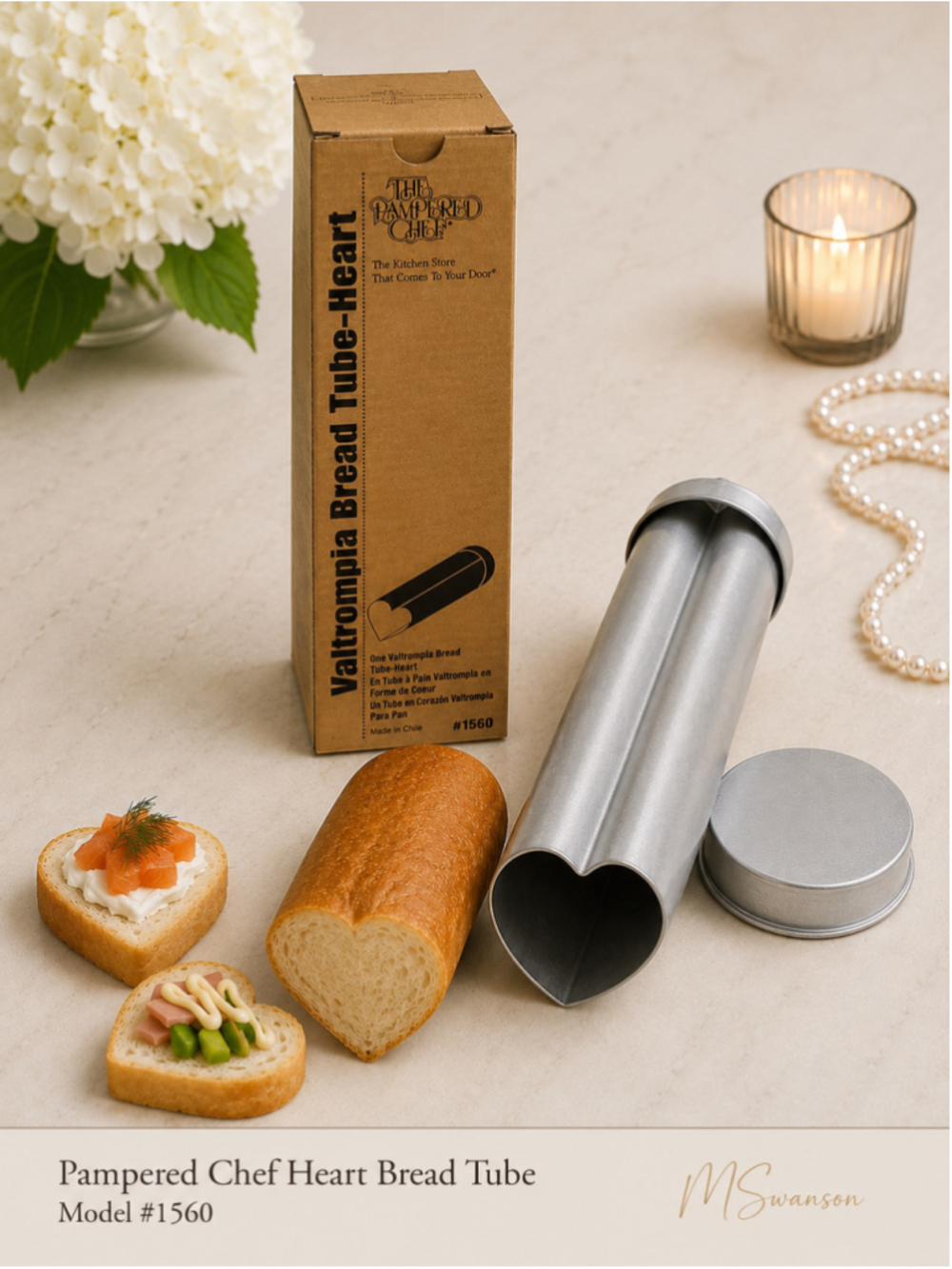 Pampered Chef Valtrompia Heart Bread Tube 1560 Retired Bread Mold NIB